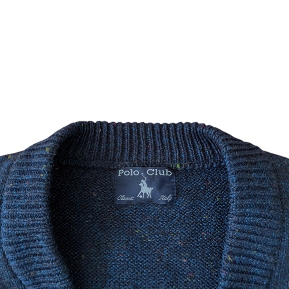 Vintage Polo Club Ralph Lauren Cardigan Sweater Size M Lana Wool Classic Italy - Picture 3 of 9